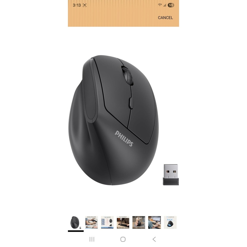 Philips SPK7628 Wireless Mouse Ergonomic Silent Optical  Series 6000